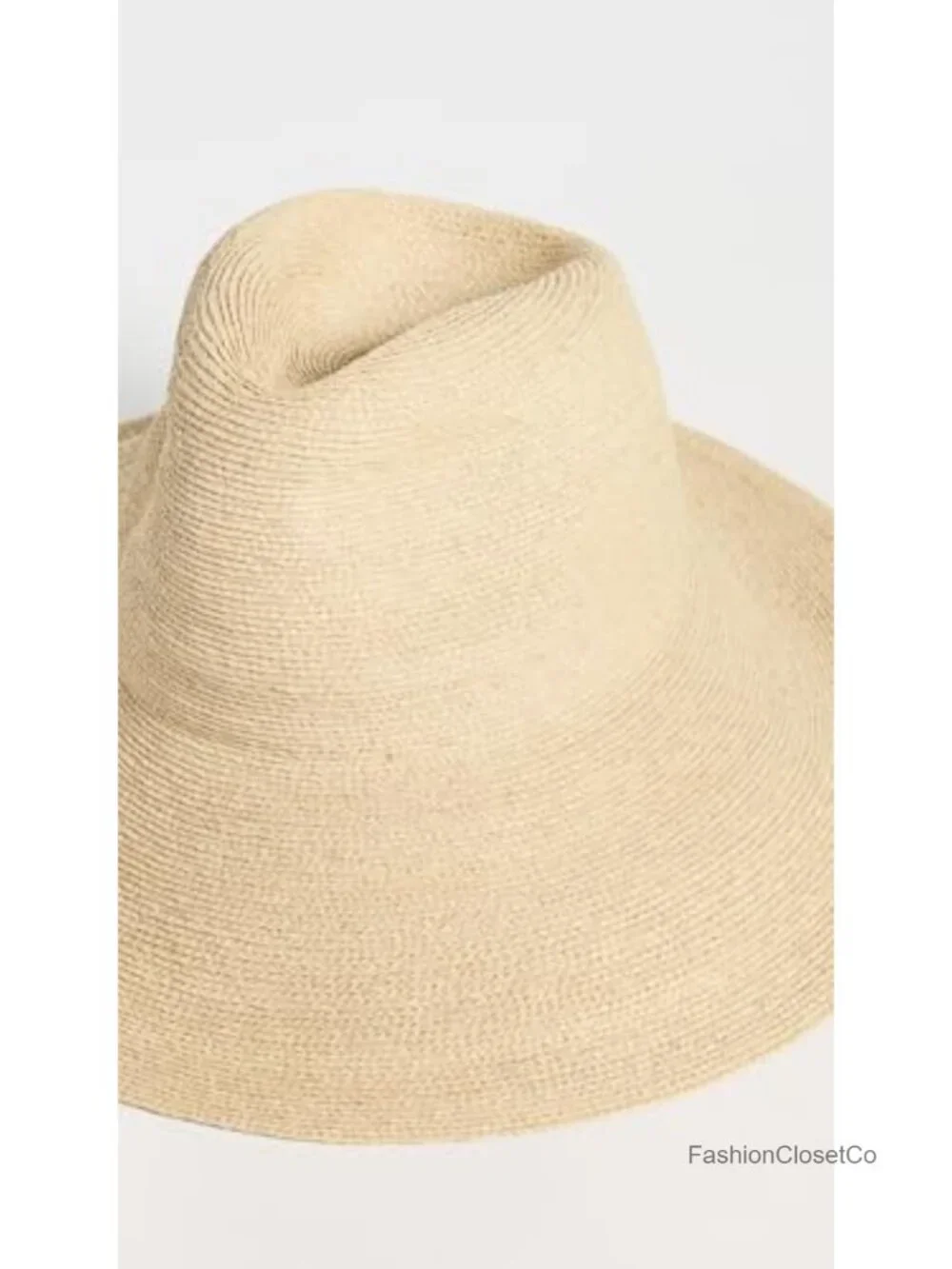 Woven Raffia Pinched Crown Fedora Hat